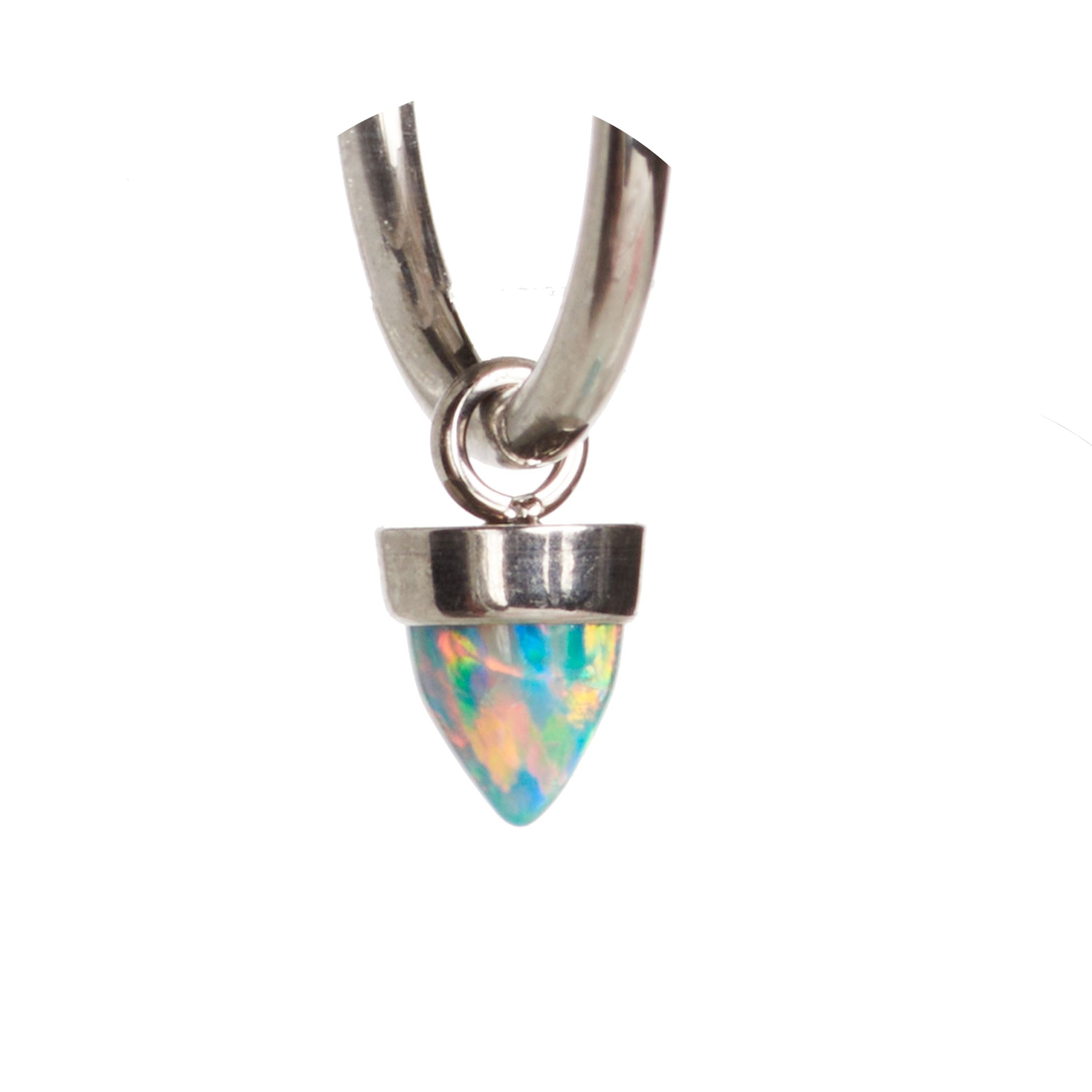 Halobes Body Jewelry charm featuring a yellow opal cone design with moon accents, suitable for body piercing accessories.