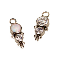 Halobes body jewelry charm with opal and cubic zirconia, featuring a delicate design and sparkling stones.