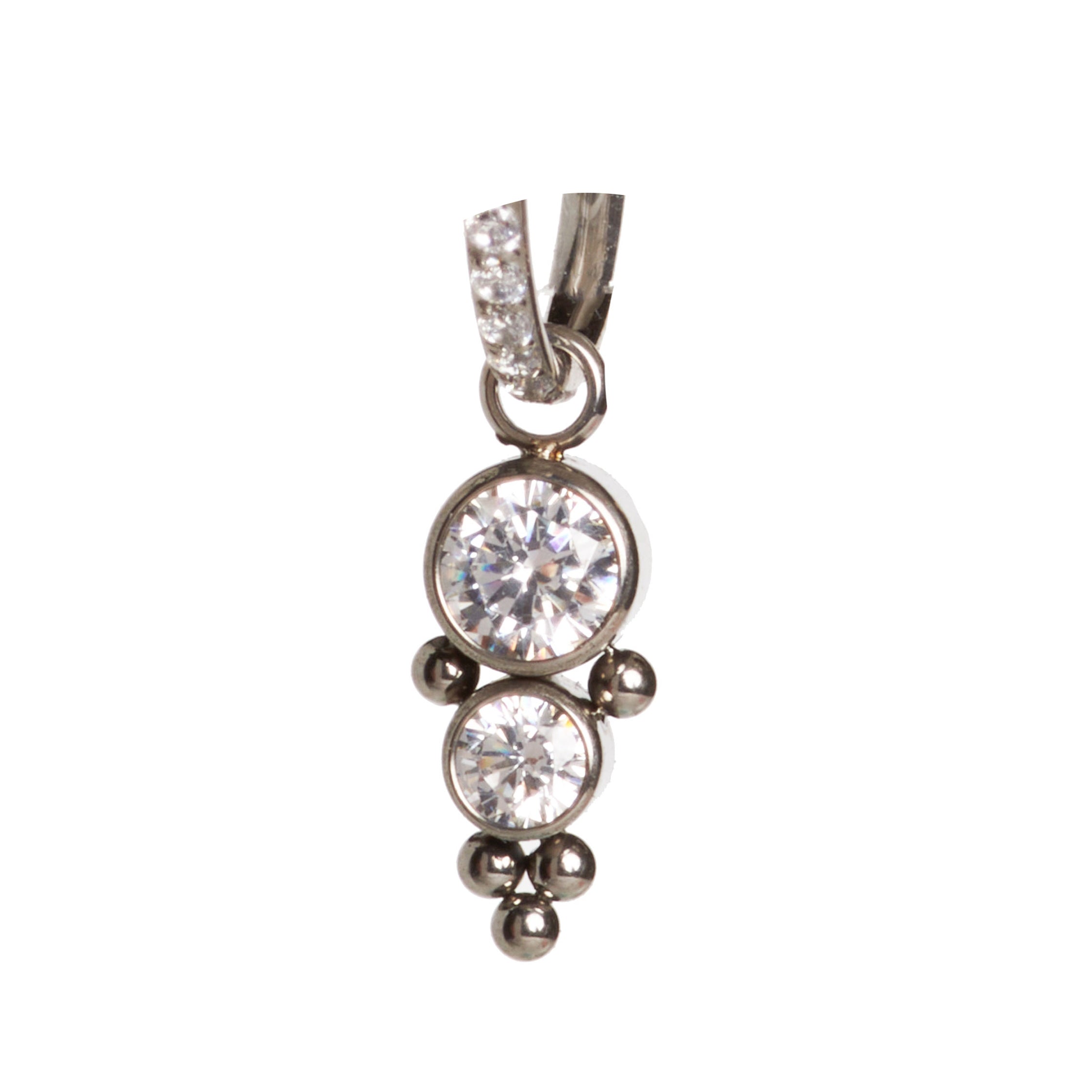 Halobes body jewelry charm with opal and cubic zirconia accents, featuring a delicate design on a silver-tone setting.