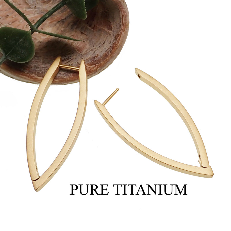 Pure titanium Matt Gold Irregular hoop earrings
