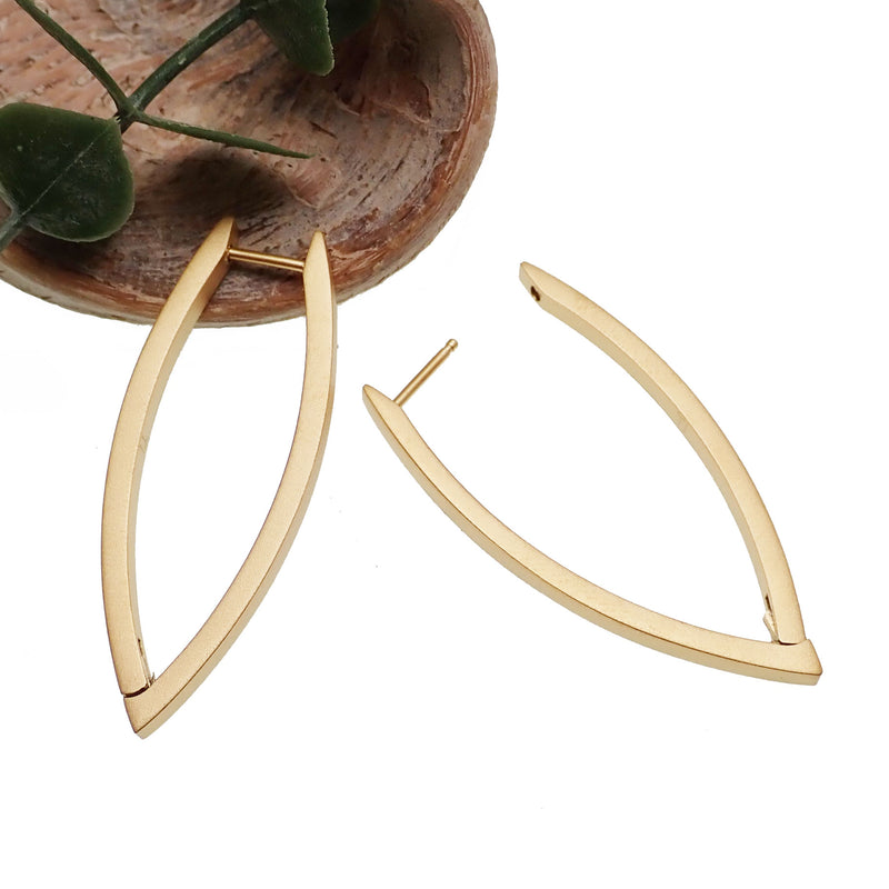 Pure titanium Matt Gold Irregular hoop earrings
