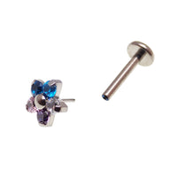 Pair of Halobes CZ flower earrings with push-fit design, crafted in 20g lightweight metal, featuring sparkling cubic zirconia flowers.