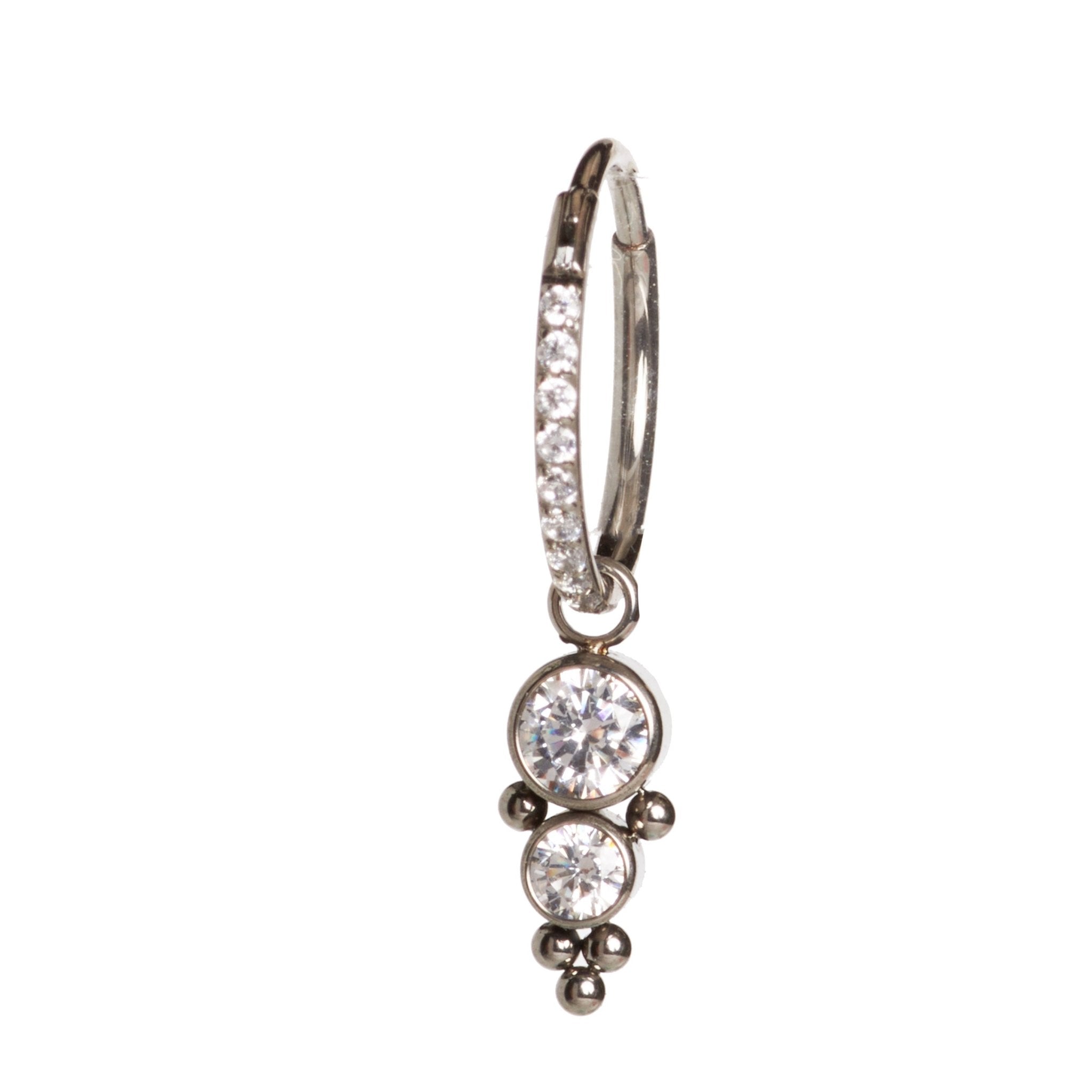 Halobes titanium charm CZ beaded cluster earrings with sparkling stones and intricate bead detailing.