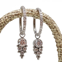 Titanium Charm CZ Beaded Cluster earrings by Halobes featuring sparkling cubic zirconia and intricate bead detailing.