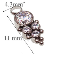 Titanium charm CZ beaded cluster earrings by Halobes featuring sparkling cubic zirconia and intricate beaded design.