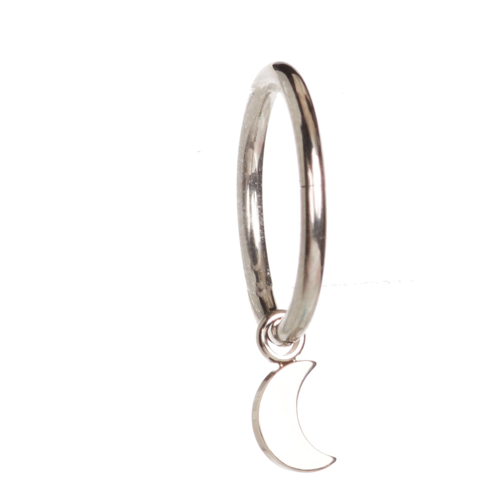 Titanium charm earrings by Halobes featuring elegant half moon design with a sleek, modern look.