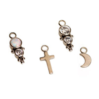 Titanium charm earrings featuring half moon design by Halobes, with sleek metallic finish and lightweight style.