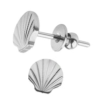 HALOBES titanium earrings with sea shell design, featuring lightweight and elegant jewelry for stylish accessories.