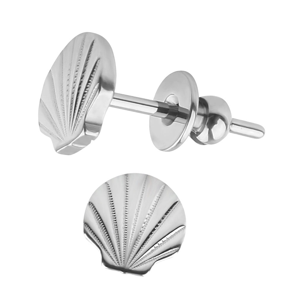 HALOBES titanium earrings with sea shell design, featuring lightweight and elegant jewelry for stylish accessories.