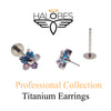 Pair Halobe Push Fit CZ Flower Earrings 20g