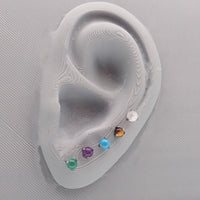 Halobes titanium stud earrings with natural jade stone, 20g pair, implant-style titanium jewelry for pierced ears
