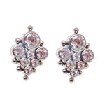 Titanium Earrings Beaded CZ cluster