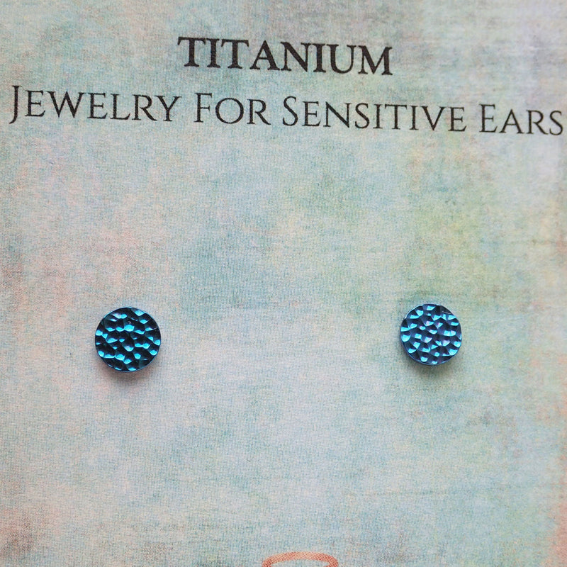 Titanium Earrings Hammered Metal Disc