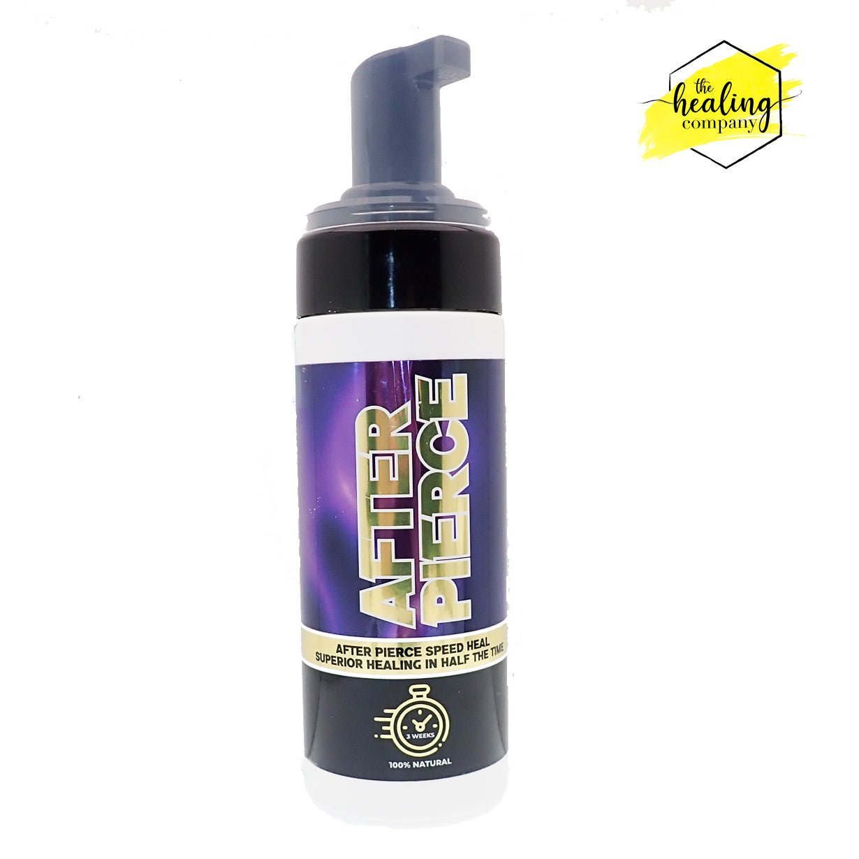 Healing Company After Pierce Foam Spray in 150ml bottle, soothing foam for quick healing of piercings.