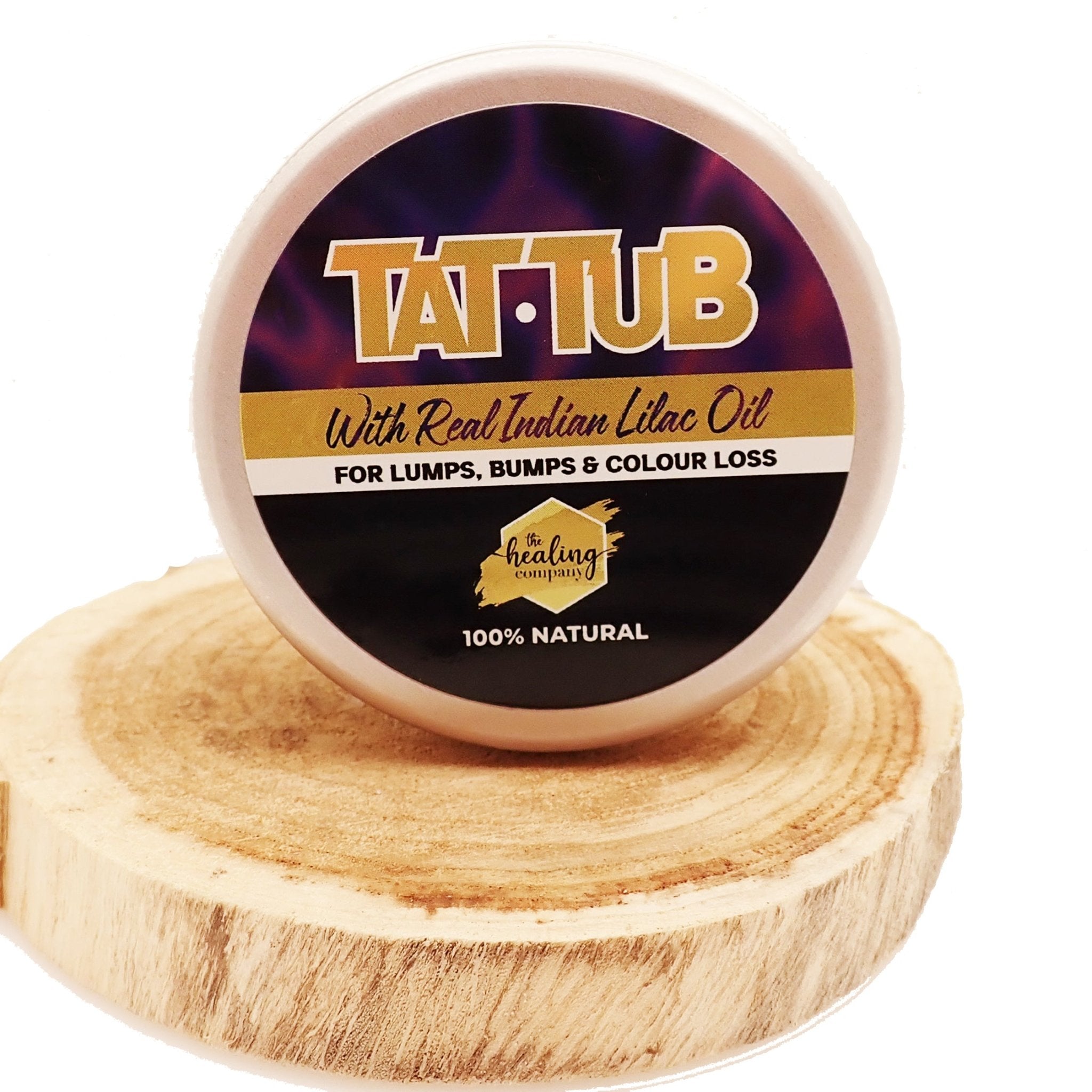 Healing Company Tat Tub Luxury Tattoo Butter 75g jar with a smooth, creamy texture for tattoo aftercare.