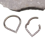 Triangle Pave Heart  Septum Clicker 16g