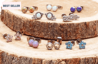 Pair Titanium Earrings Bubble Gum Opal