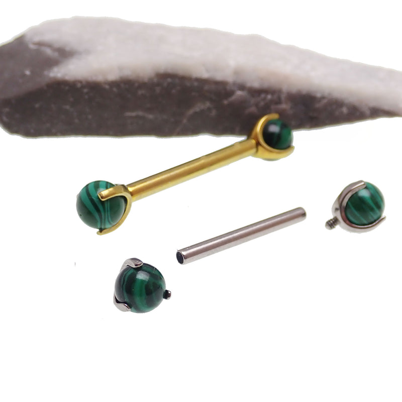 Real Malachite Claw Barbell 12g/14g