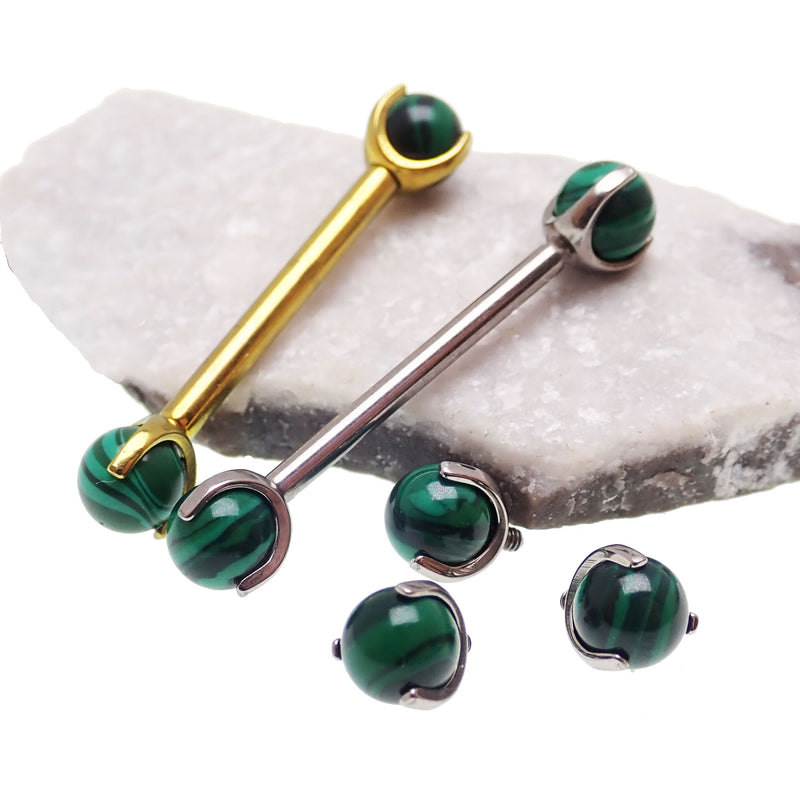 Real Malachite Claw Barbell 12g/14g