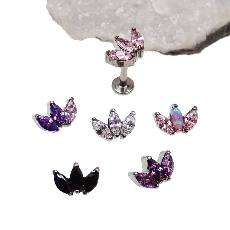 Marquise Titanium Petal Flatback Earring