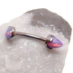 Curved Opal Spike Bar with Cabochon Top 14g