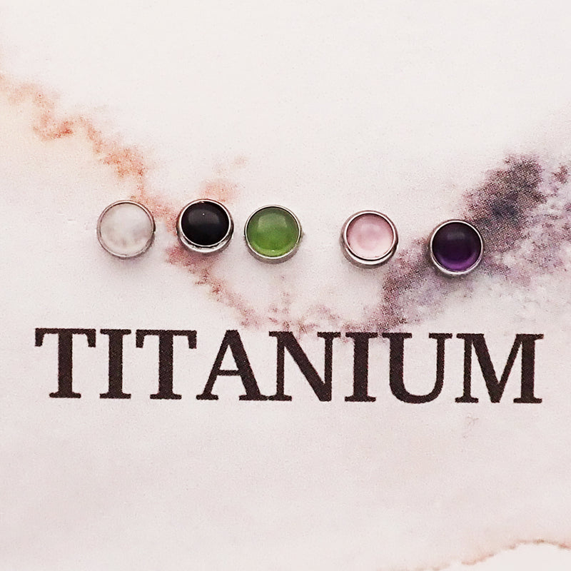 Natural Stone Threadless tops Titanium 4mm or 5mm