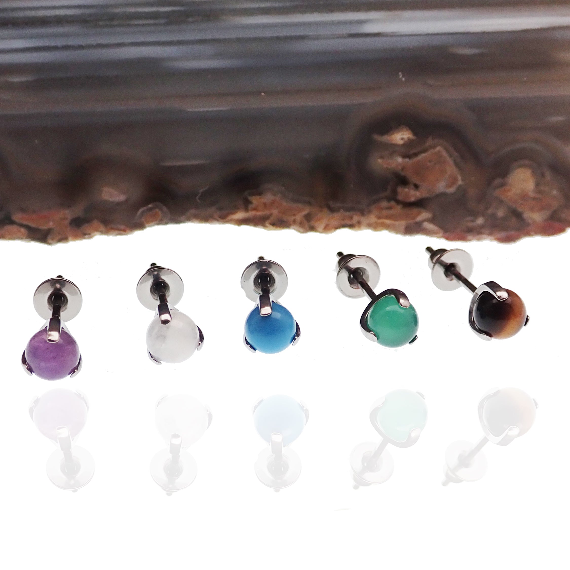 Implant Titanium Natural Stone Earrings