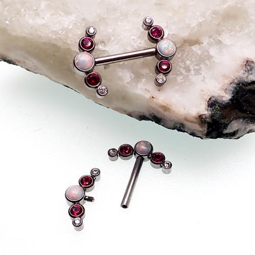 Titanium Nipple crystal cluster piercing 14mm - pure piercings