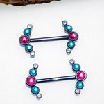 Titanium Nipple crystal cluster piercing 14mm - pure piercings
