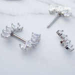 Steel CZ Cluster Nipple Piercing 14g