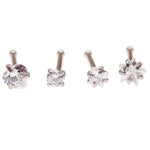 Set of 4 - Nose Stud CZ Star, Circle, Square, & Heart 20g