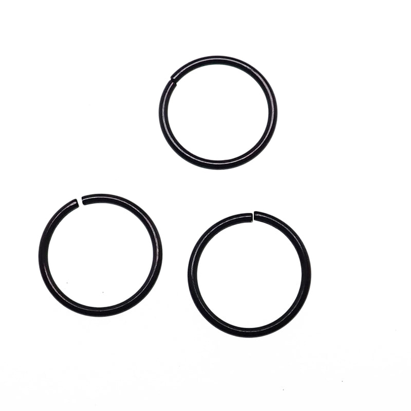 Set of 3 Black Seamless Steel Pull-Apart Rings 20g