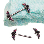 Onyx and Black Lava Beaded Nipple Cluster 14g, 12g