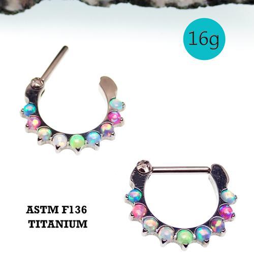 16g 9 Opal Titanium  Hinged Clicker - pure piercings