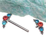 Orange and Teal CZ Beaded Nipple Cluster 14g, 12g