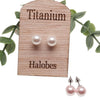 Titanium Swarovski Blush Pearl Earrings - Body Clickers Body Jewelry