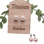Titanium Swarovski Blush Pearl Earrings