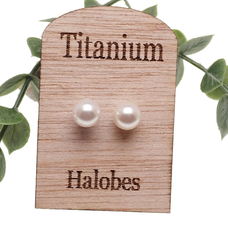 Titanium Swarovski White Pearl Earrings