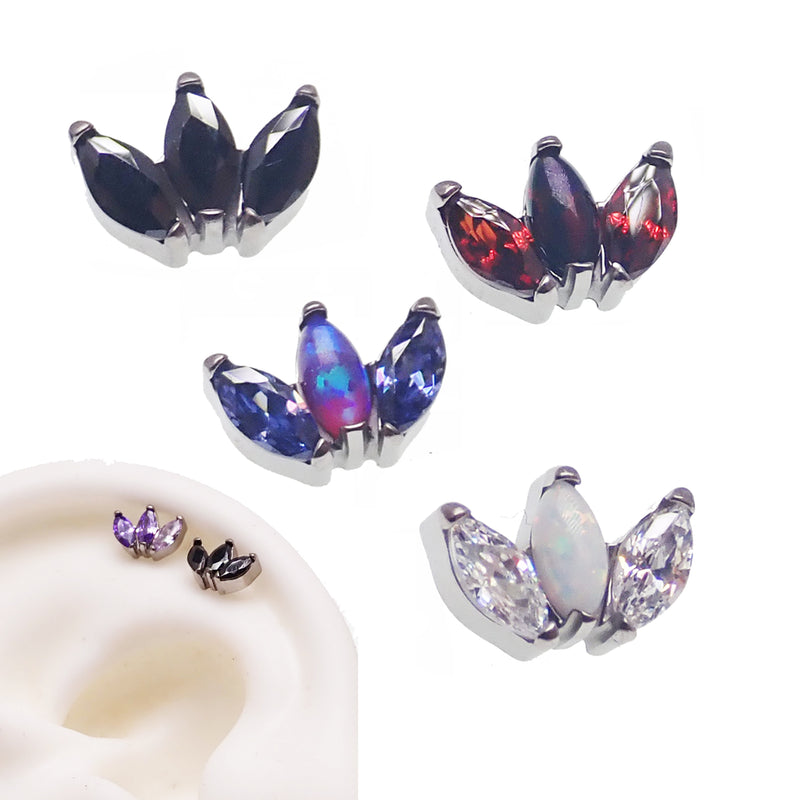 Marquise Titanium Petal Flatback Earring