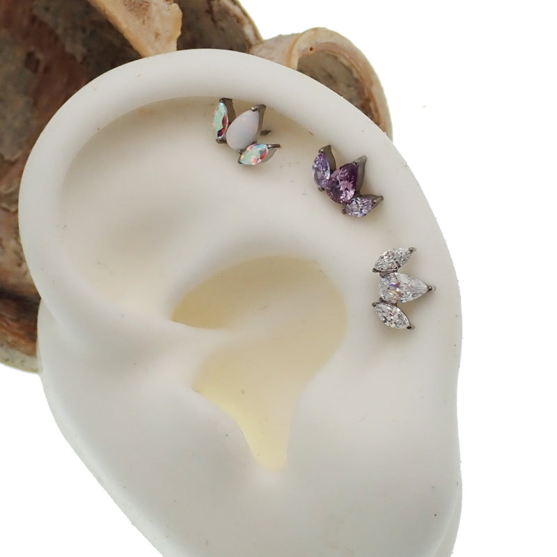 Petal Flower CZ Push Fit - Top Only - Body Clickers Body Jewelry