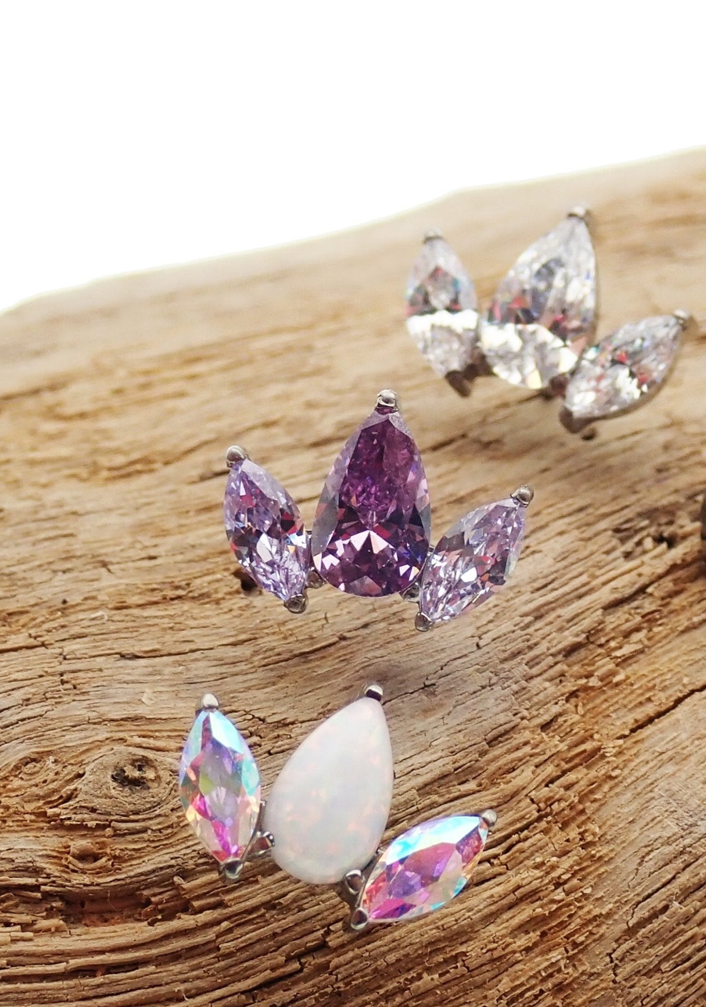Petal Flower CZ Push Fit - Top Only - Body Clickers Body Jewelry