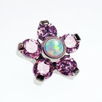16g pink flower CZ & opal attachment - pure piercings
