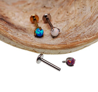 Titanium Prong Set Opal Ball Flatback Bar