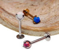 Titanium Prong Set Opal Ball Flatback Bar