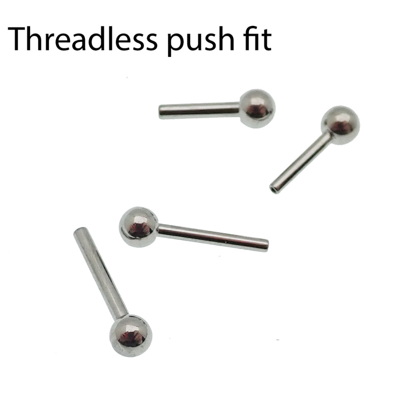 Titanium Threadless Push Fit Bar with 3mm ball
