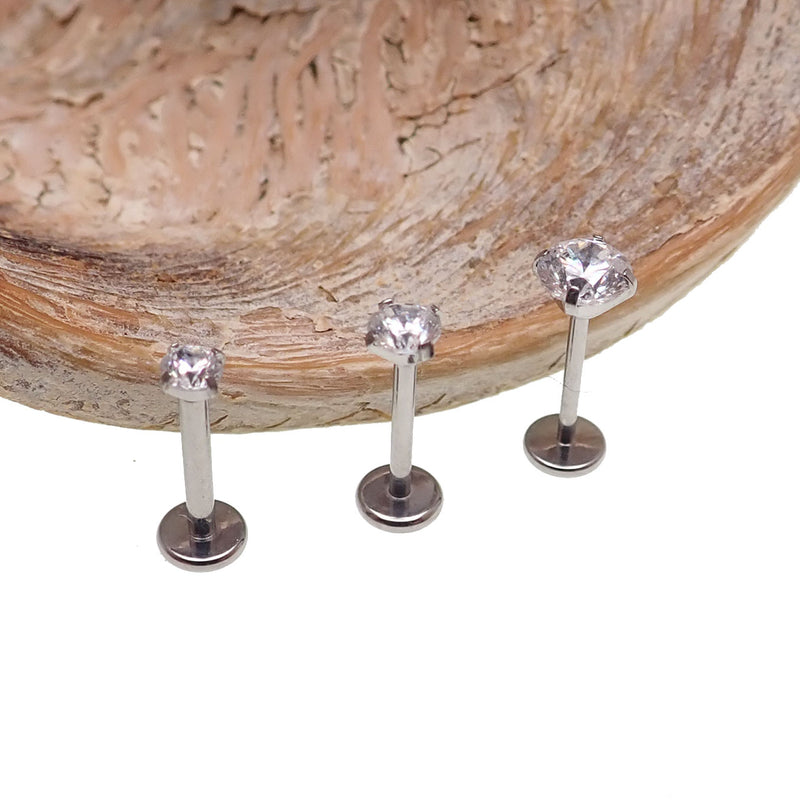 Push Fit Crystal flat back labret 3,4,5mm