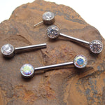 Clear CZ Stone Push Fit Titanium Barbell 14g