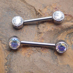 Clear CZ Stone Push Fit Titanium Barbell 14g