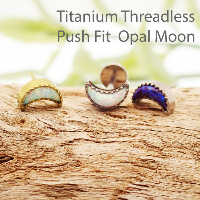 Opal Moon Threadless Push Fit Flat Back 14g, 16g, 18g, 20g