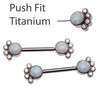 Paw Print CZ and White Opal Nipple Bar 14g